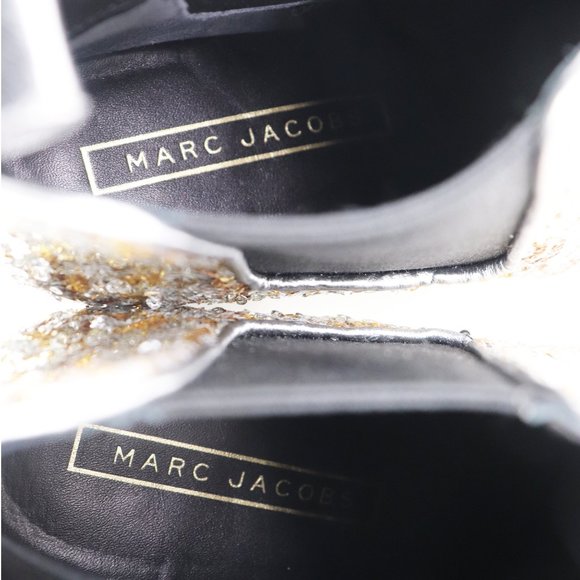 NWT Marc Jacobs Kim Sequin Chelsea Booties Embellished Block Heel Gold Silver 9 - Picture 4 of 10